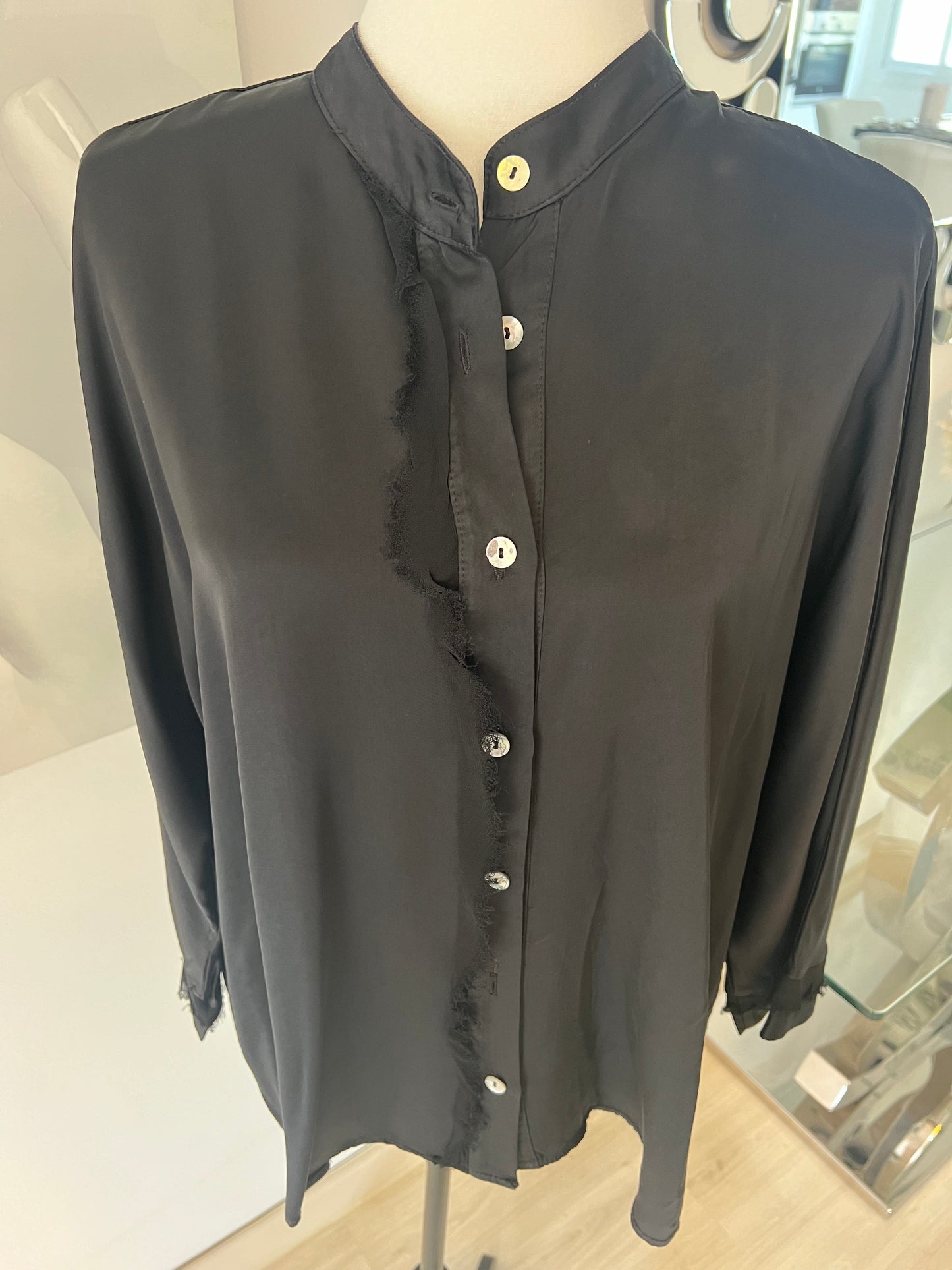 Silk Blouse with Fringe Detail