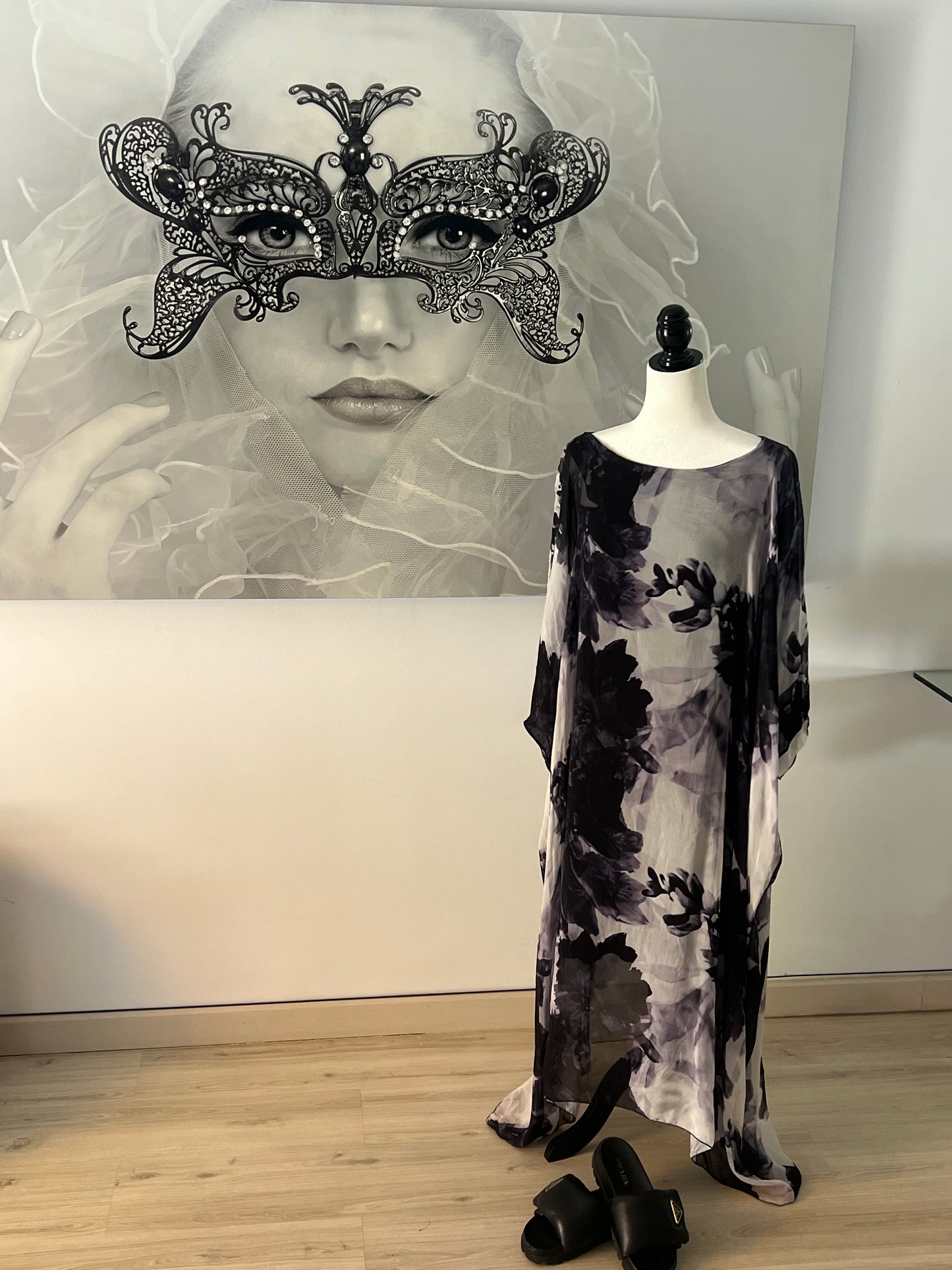 A Stunningly Beautiful Delicate Long Flowing Chiffon Dress