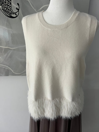 Super Soft Sleeveless Jumper with Fur Detail