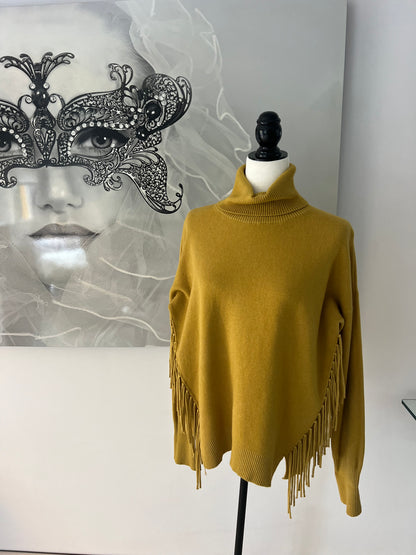 Polo Neck Jumper with Fringe