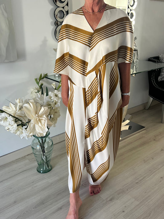 Cream & Gold Satin Kaftan